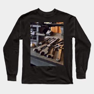 Wrenches and Oil Can in Machine Shop Long Sleeve T-Shirt